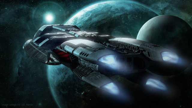 Space ship planet star light free wallpaper for desktop - medium preview image