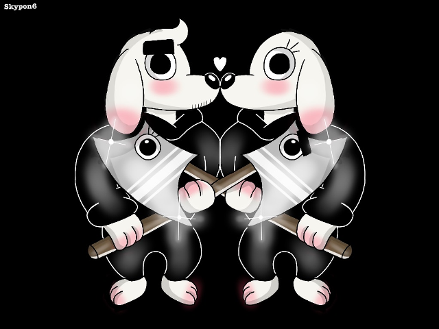 Dogs holding shovel heart shaped free wallpaper - medium preview image