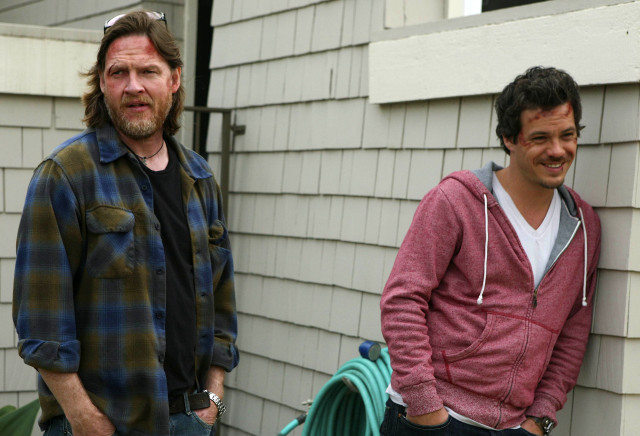 Two men standing house hose free wallpaper - medium preview image