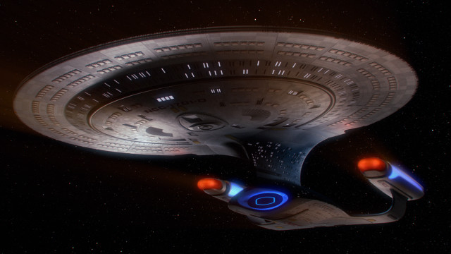 Spaceship red blue lights aurora free wallpaper - medium preview image