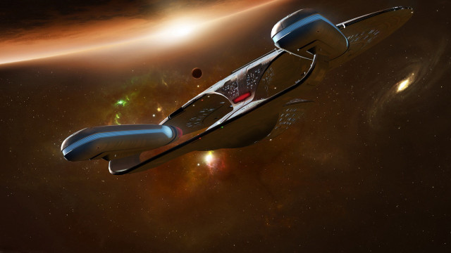 Spaceship flying star filled sky #2 free wallpaper - medium preview image