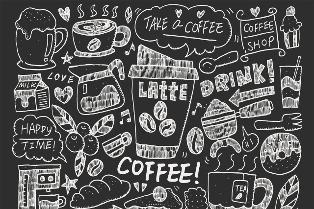 Chalkboard coffee drawing items words free wallpaper - medium preview image