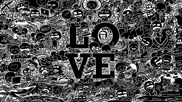 Faces love drawing black white free wallpaper - medium preview image