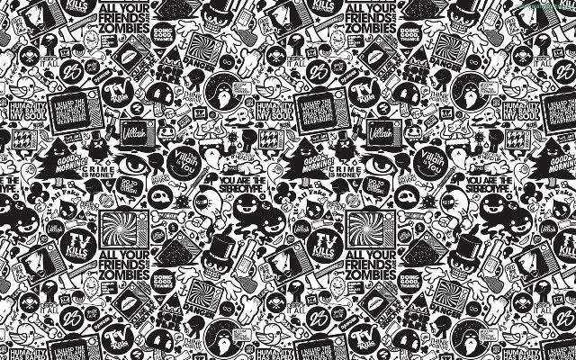 Black white pattern variety design free wallpaper - medium preview image