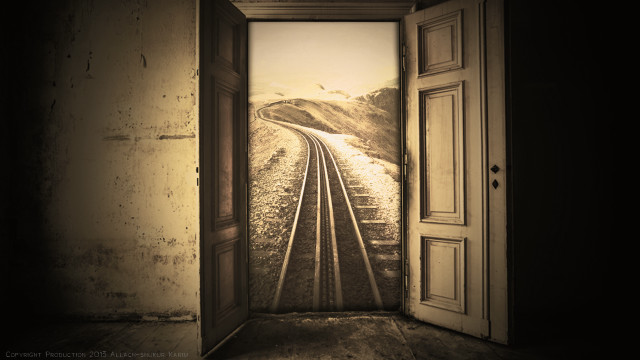 Door traintrack tunnel magic liminal free wallpaper - medium preview image