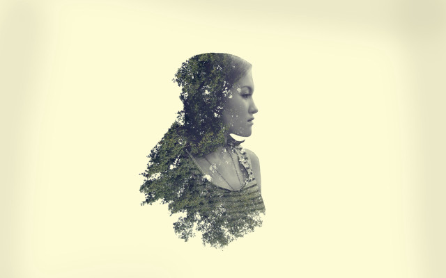Woman tree sky double exposure free wallpaper - medium preview image