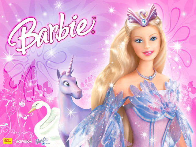 Barbie unicorn swan pink background free wallpaper - medium preview image