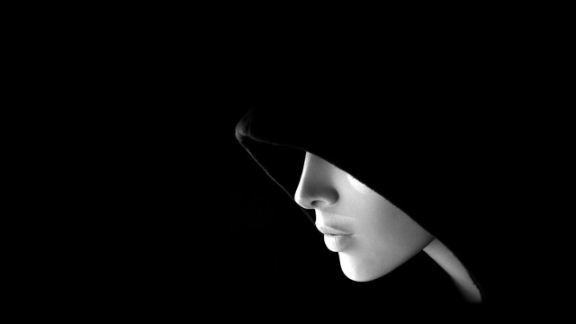 Woman dark background white mask #2 free wallpaper - medium preview image