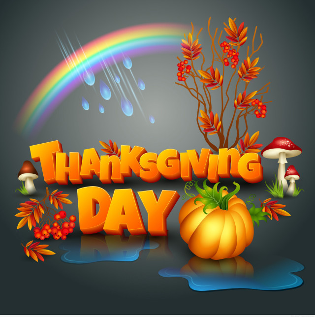 Thanksgiving happy rainbow mushrooms pumpkins free wallpaper - medium preview image