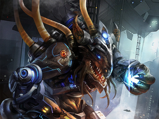 Huge head horned character glowing free wallpaper - medium preview image