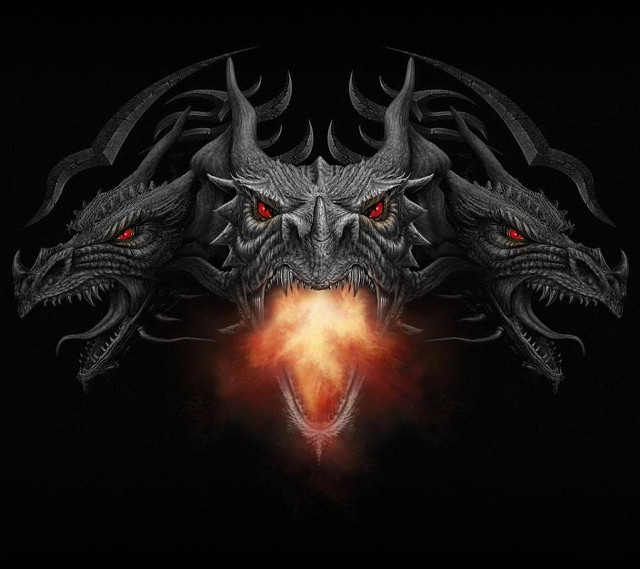 Demonic dragon heads red eyes free wallpaper - medium preview image
