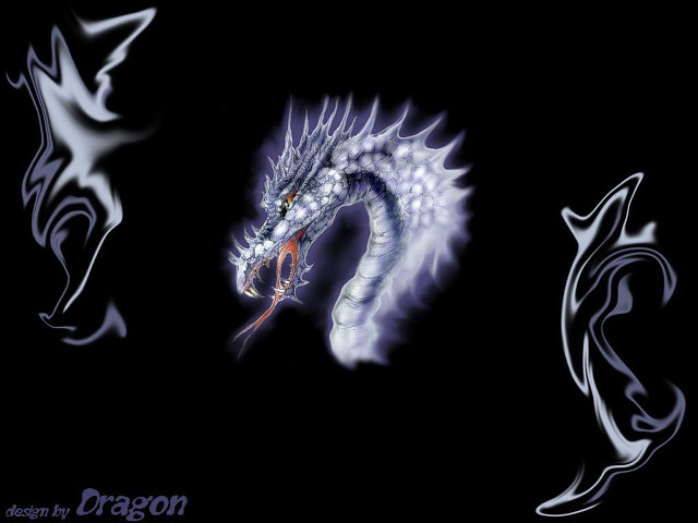 Dragon white designs black background free wallpaper - medium preview image