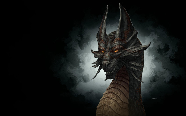 Demonic creature horns glowing eyes free wallpaper - medium preview image