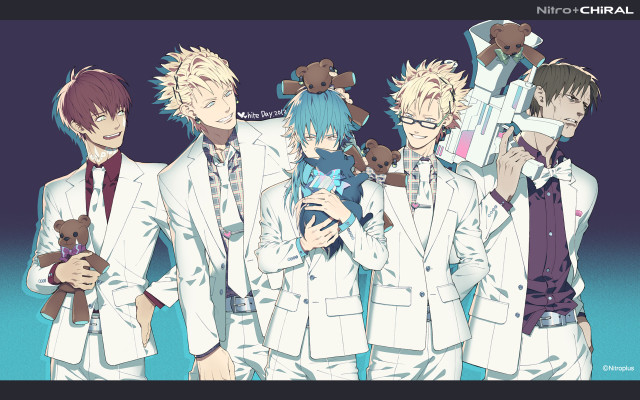Anime characters holding teddy bears free wallpaper - medium preview image