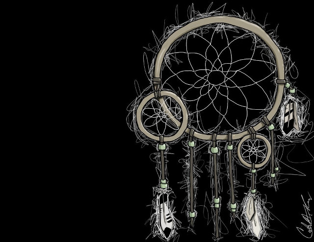 Dream catcher feathers beads black free wallpaper - medium preview image