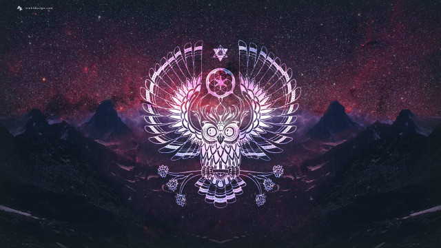 Digital owl skull star mountain free wallpaper - medium preview image