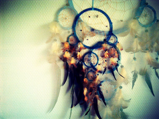 Dream catcher feathers flowers blue free wallpaper - medium preview image