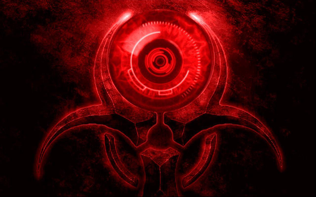 Red biohazard symbol black background free wallpaper - medium preview image
