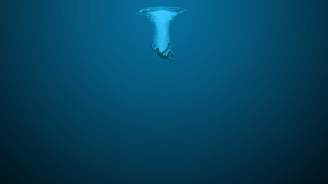 Blue ocean large wave person free wallpaper - medium preview image