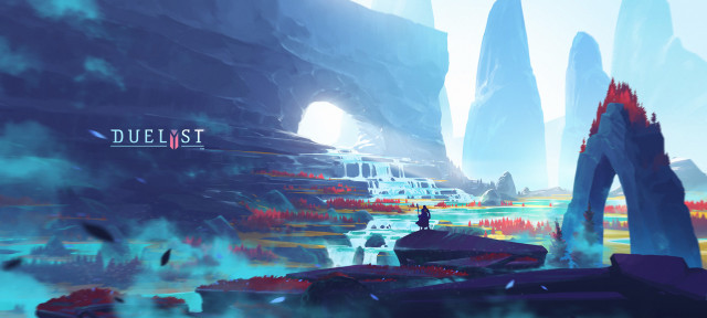 Mountain cliff man distance stylized free wallpaper - medium preview image