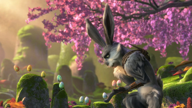 Rabbit bow field flowers rocks free wallpaper - medium preview image