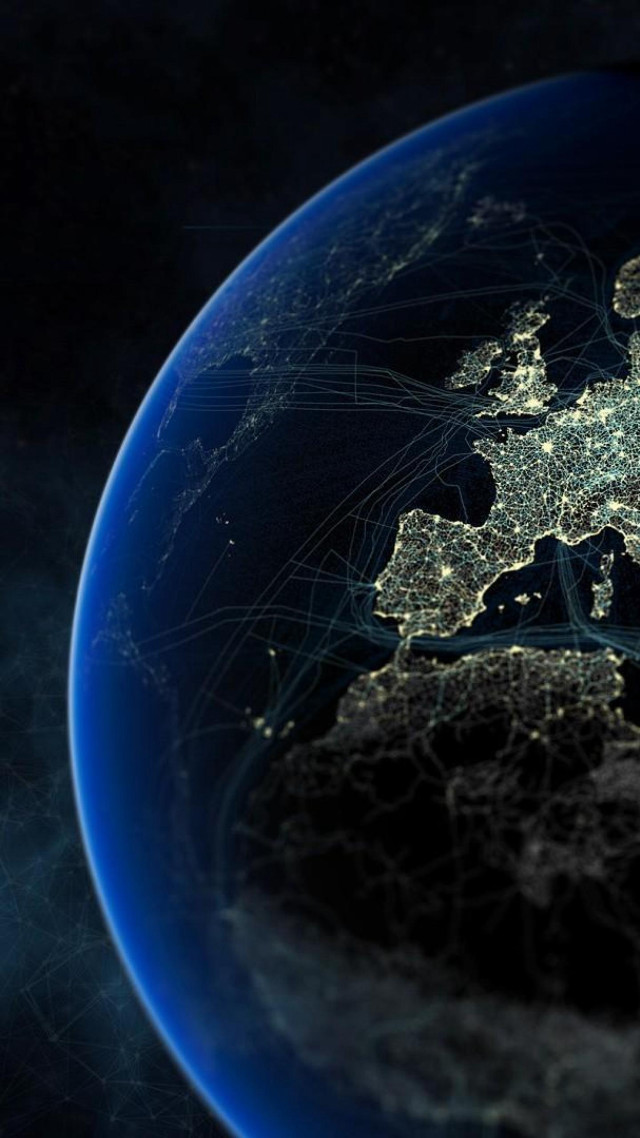 Satellite image europe night lights free wallpaper - medium preview image