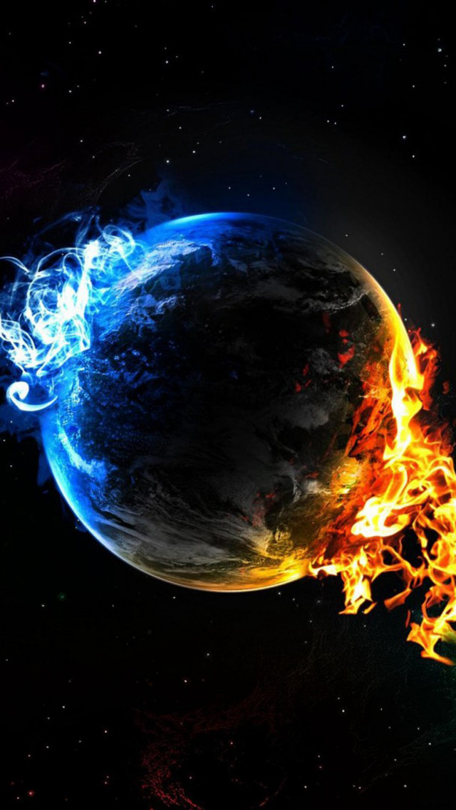 Planet fire smoke core blue free wallpaper - medium preview image
