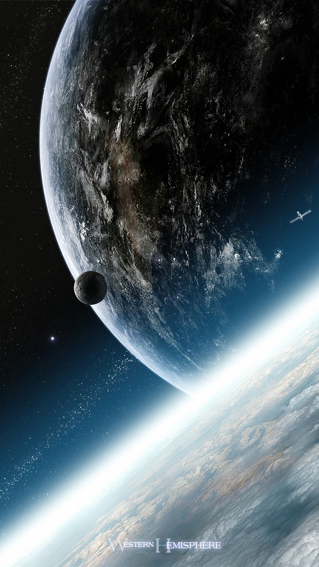 Space station large planet moon free wallpaper - medium preview image