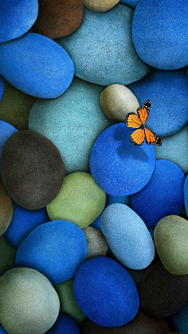 Butterfly rock blue green pebbles #4 free wallpaper - medium preview image