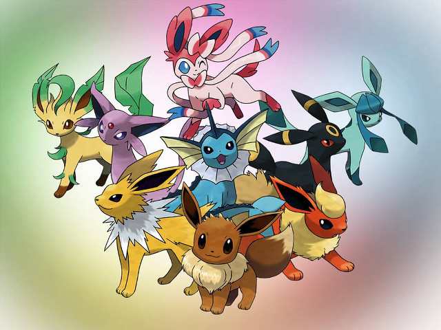 Pokemon group circle rainbow blurry free wallpaper - medium preview image