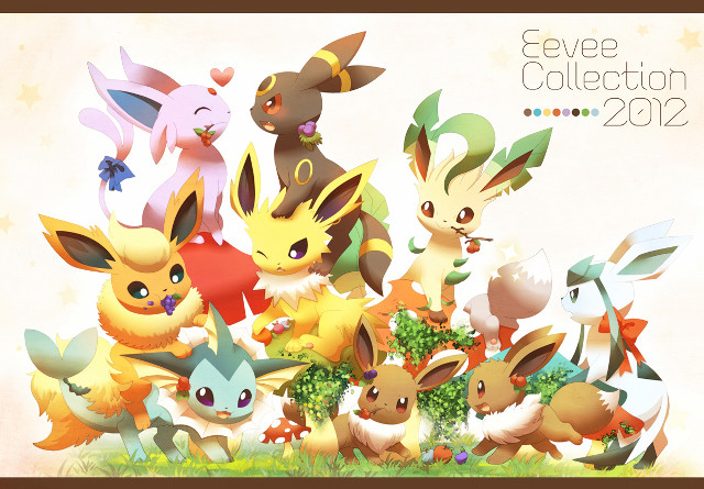 Pokemon group field grass flowers free wallpaper - medium preview image