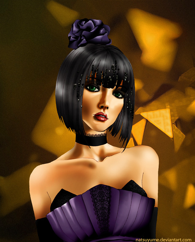 Woman purple dress flower hair free wallpaper - medium preview image