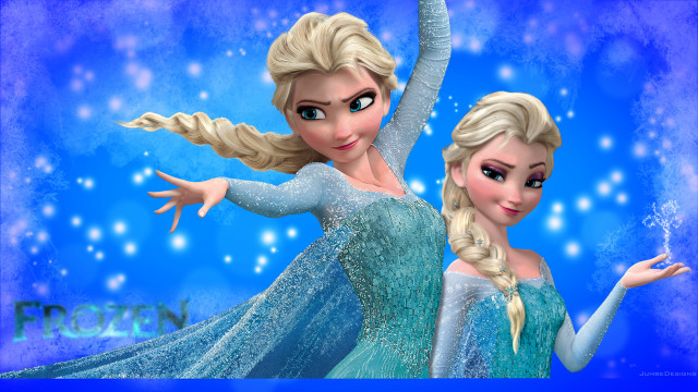 Frozen princesses pose blue background free wallpaper - medium preview image