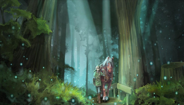 Man walking horse forest path free wallpaper - medium preview image
