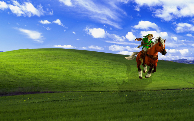 Man riding horse green field #2 free wallpaper - medium preview image