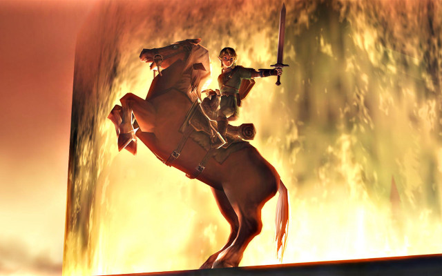 Man riding horse giant horse free wallpaper - medium preview image