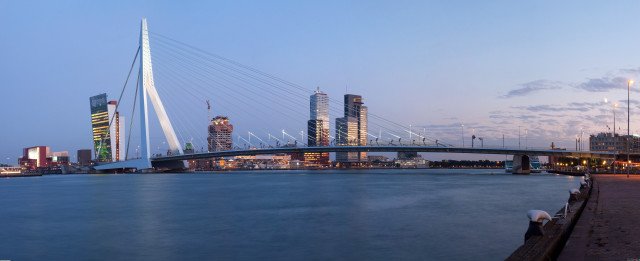 Bridge water city dusk clouds free wallpaper - medium preview image