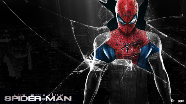 Spider man cityscape broken glass free wallpaper - medium preview image