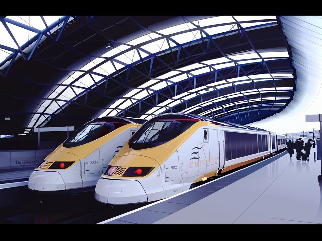 Two trains parked station people free wallpaper - medium preview image