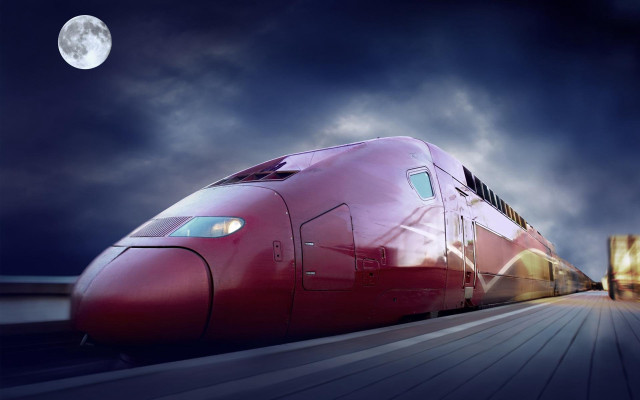 Red train cloudy sky full free wallpaper - medium preview image