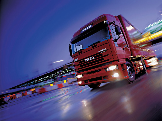 Red truck night street bridge free wallpaper - medium preview image
