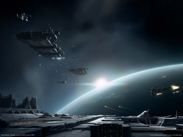 Space station ships planet distant free wallpaper - medium preview image