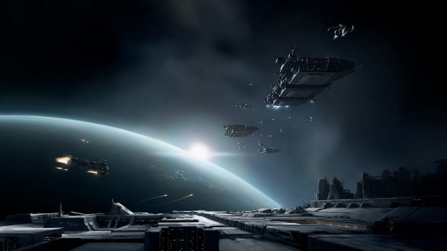 Space station spaceship planet horizon free wallpaper - medium preview image