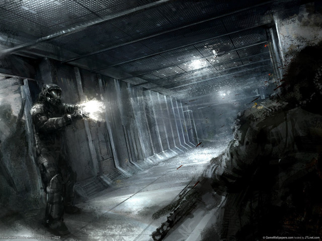 Sci fi man flashlight dark free wallpaper - medium preview image