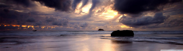 Beach rock cloudy sky water free wallpaper - medium preview image