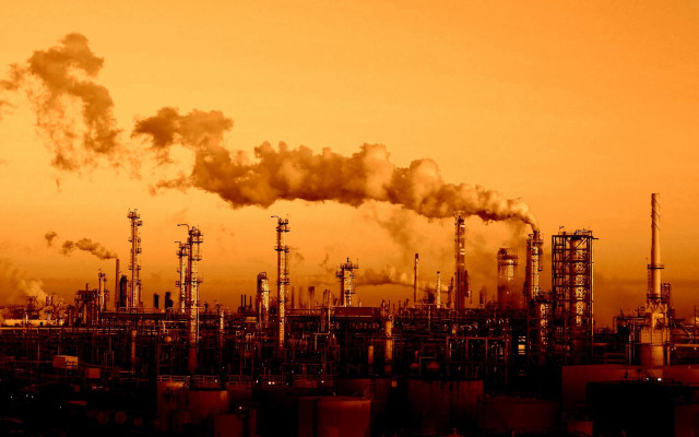Factory smokestacks pipes sunset dawn free wallpaper - medium preview image