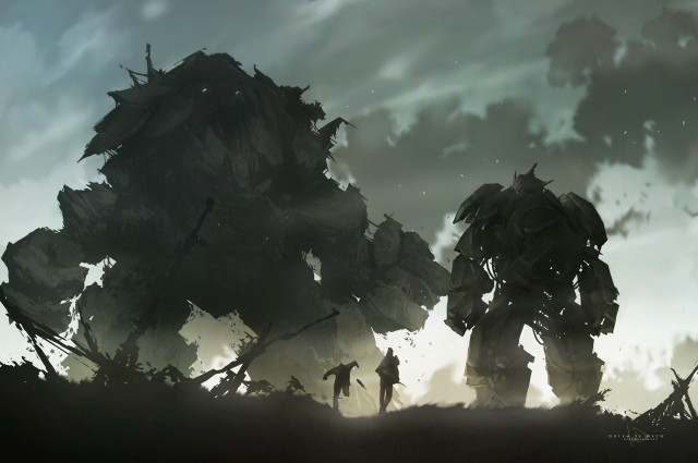 Group walking field giant tree free wallpaper - medium preview image