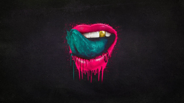 Lipstick cigarette dripping paint mouth free wallpaper - medium preview image
