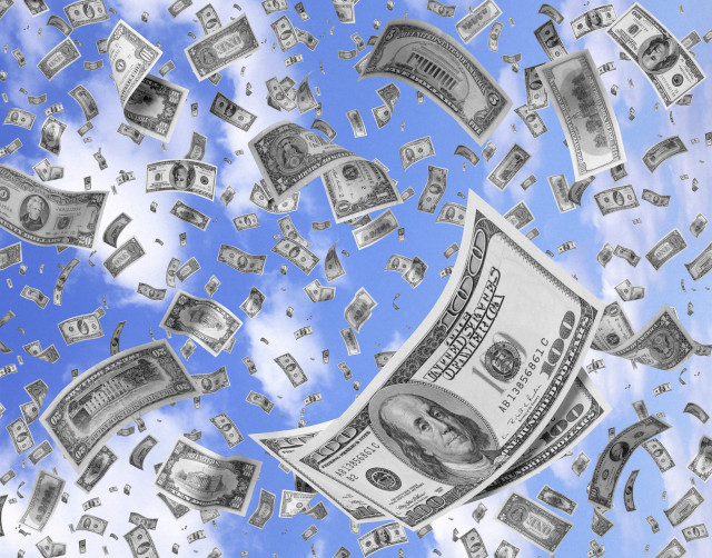 Money floating blue sky clouds free wallpaper - medium preview image