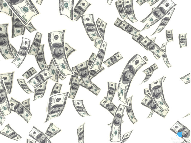 Money flying blue background button free wallpaper - medium preview image